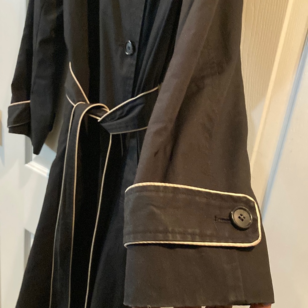 Brooks Brothers Black w:White Piping Trench Coat Sz L